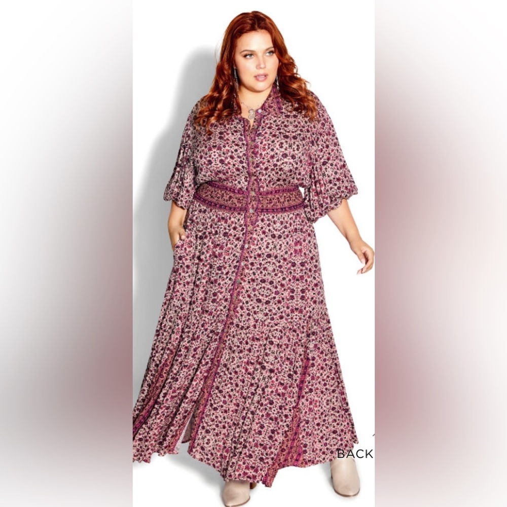 City Chic Pink Floral Maxi Dress